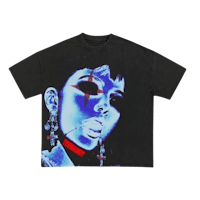 a black t - shirt with a woman's face on it