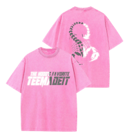 a pink t - shirt with the word teen debt on it