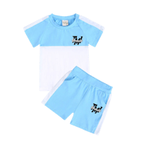 a baby boy's blue and white t - shirt and shorts set