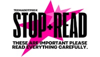 a pink star with the words stop read