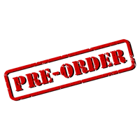 a red rubber stamp with the word pre - order on it