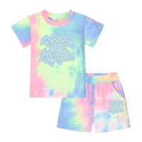 a child's tie dye t - shirt and shorts set